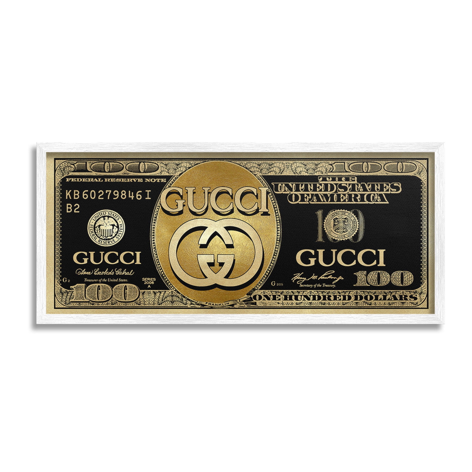 Stupell Industries Designer Brand Dollar Beauty & Fashion Painting White Framed Art Print Wall Art, 24 x 10