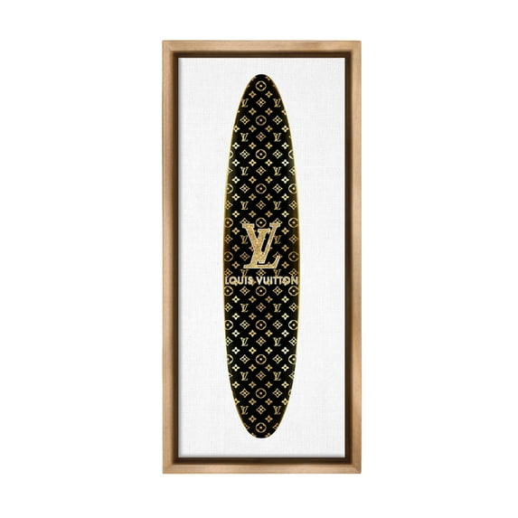 Stupell Industries Designer Brand Surfboard Nature Painting Brown Floater Framed Canvas Art Print Wall Art, 11 x 25