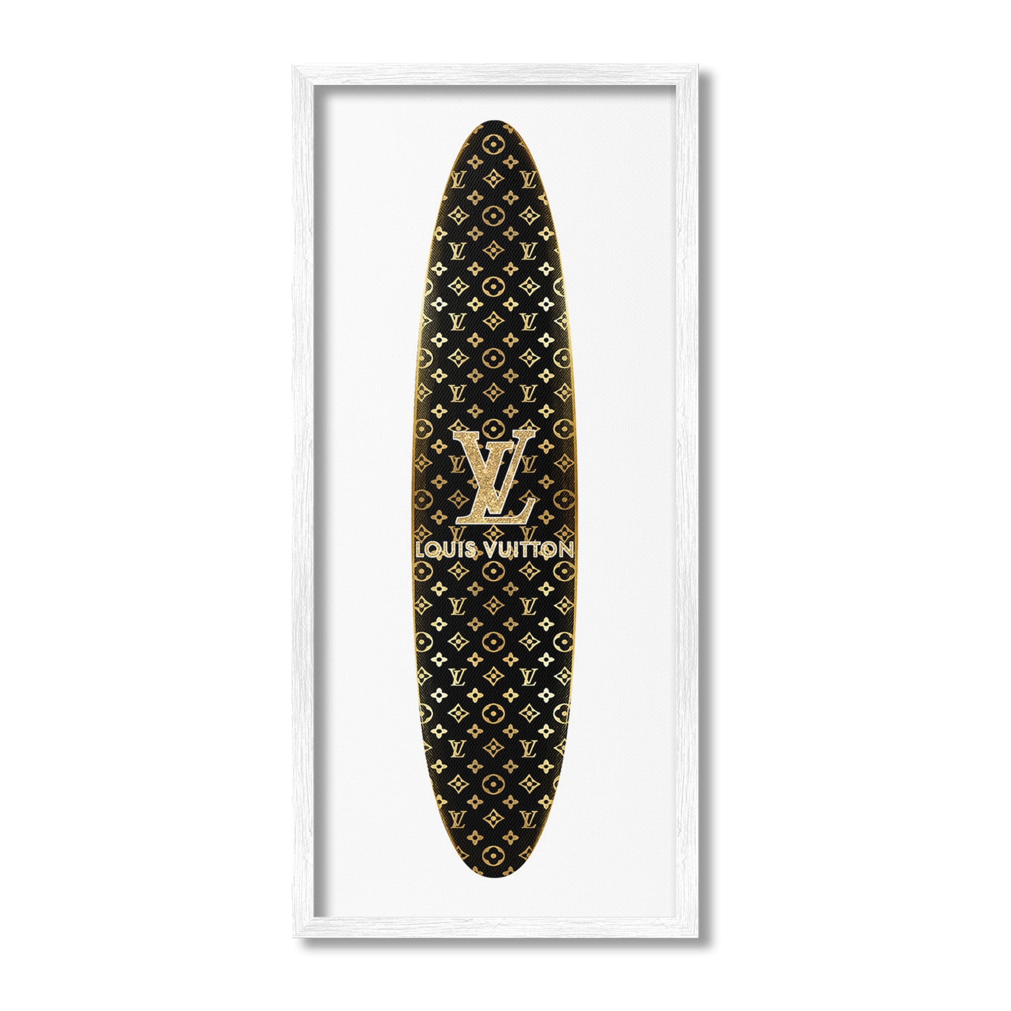 Stupell Industries Designer Brand Surfboard Nature Painting White Framed Art Print Wall Art, 13 x 30