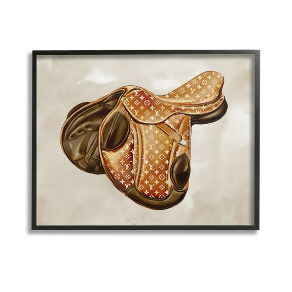 Stupell Industries Designer Horseback Saddle Beauty & Fashion Painting Black Framed Art Print Wall Art, 14 x 11