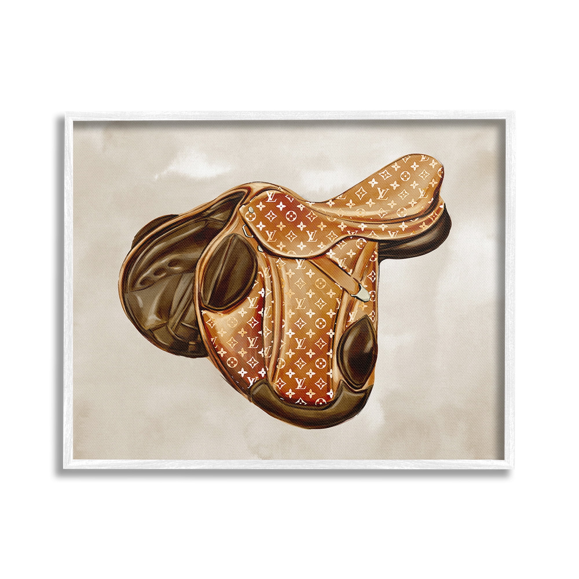 Stupell Industries Designer Horseback Saddle Beauty & Fashion Painting White Framed Art Print Wall Art, 30 x 24