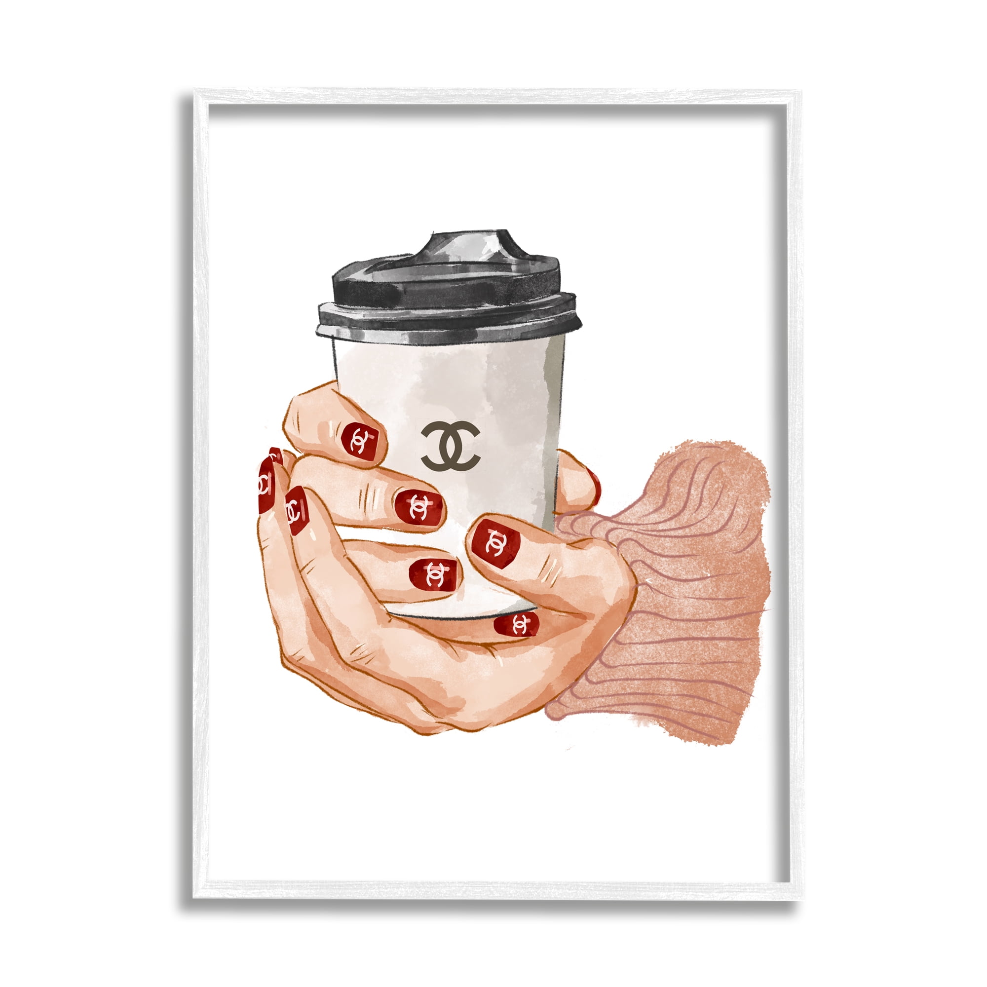 Stupell Industries Designer Logo Red Nail Polish Coffee Cup Framed Wall Art, 16 x 20, Design by Ziwei Li