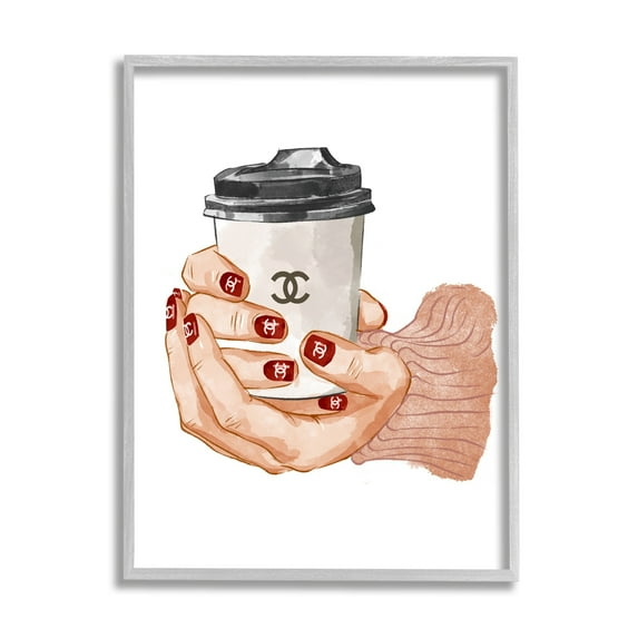 Stupell Industries Designer Logo Red Nail Polish Coffee Cup Framed Wall Art, 16 x 20, Design by Ziwei Li