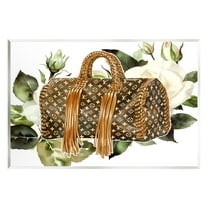 Stupell Industries Designer Purse with Roses Beauty & Fashion Painting Unframed Art Print Wall Art, 15 x 10