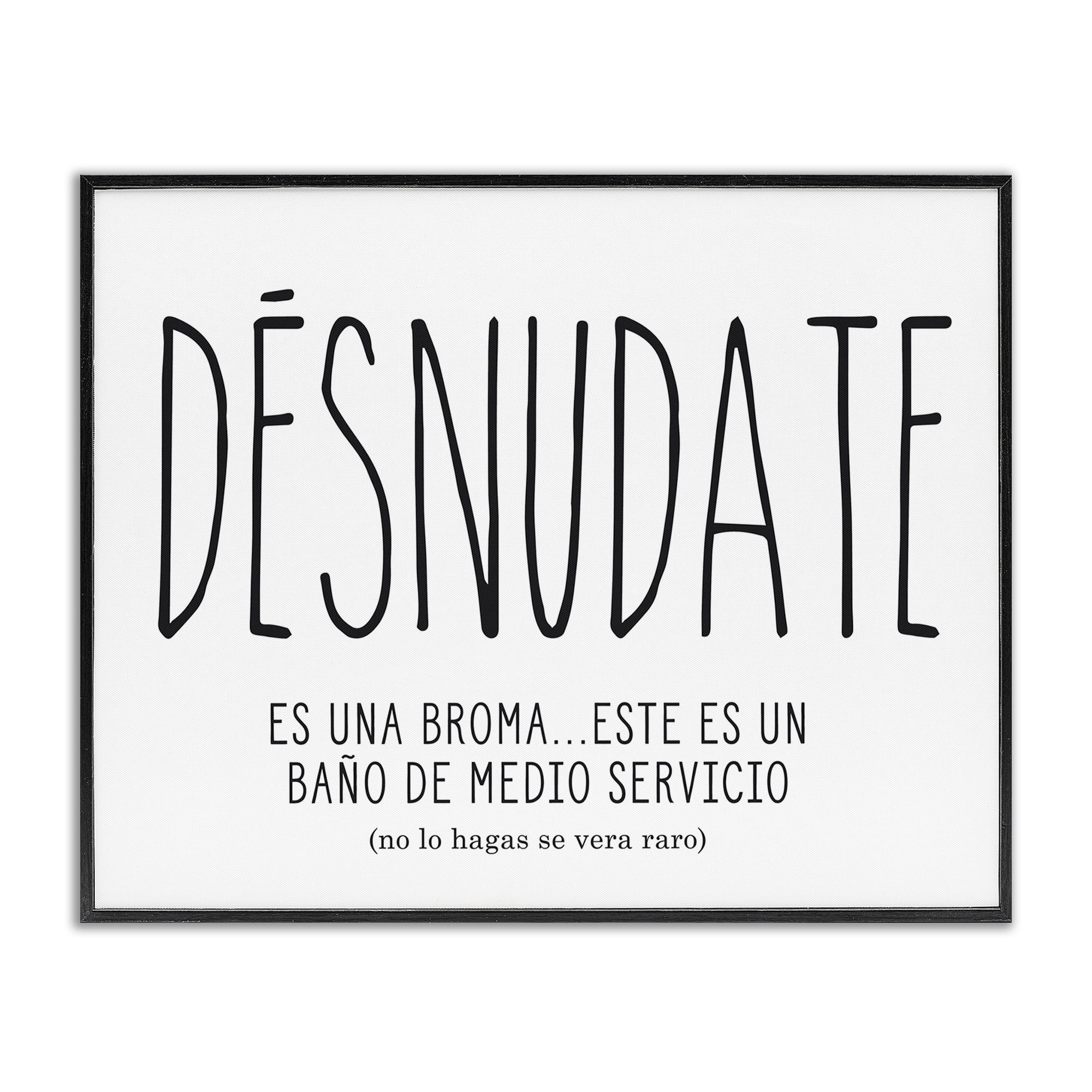 Stupell Industries Desnúdate Broma Para el Baño Bath & Laundry Painting Black Framed Art Print Wall Art, 30 x 24