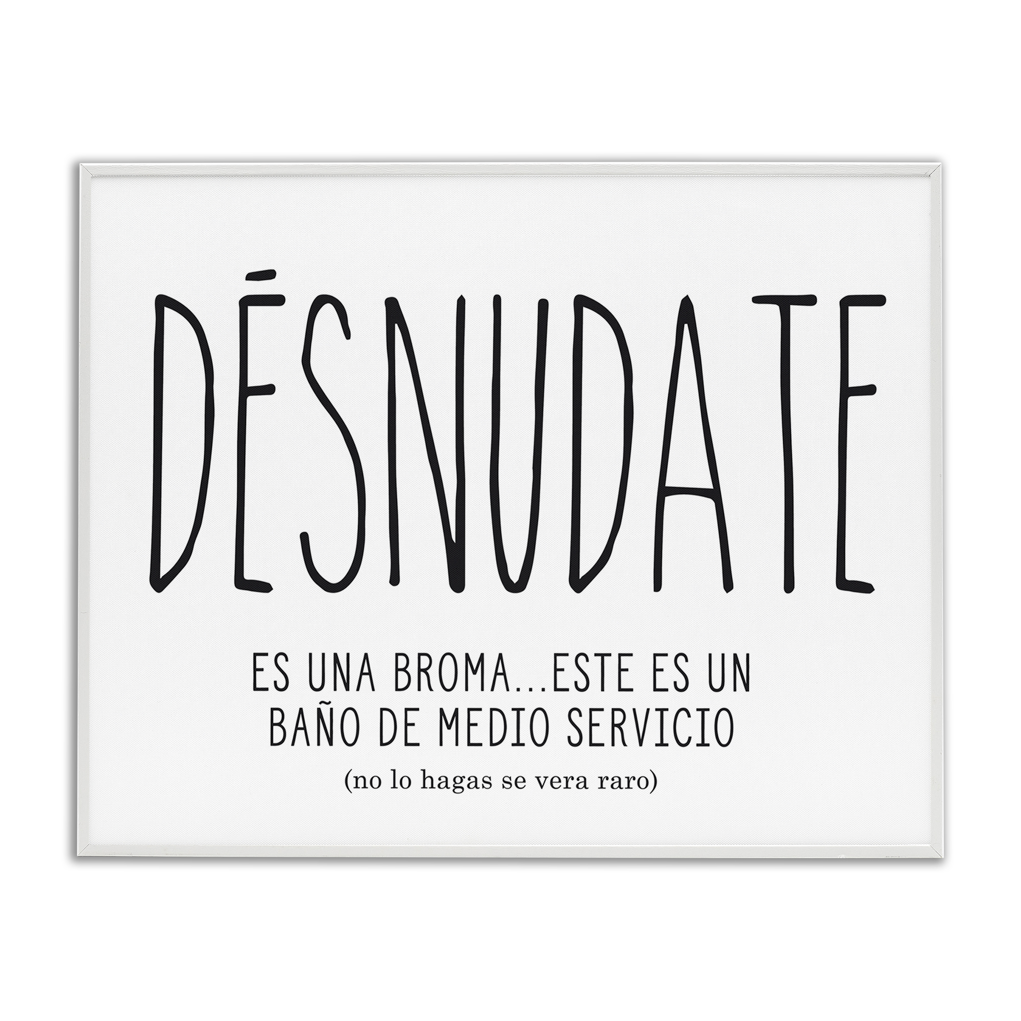 Stupell Industries Desnúdate Broma Para el Baño Bath & Laundry Painting White Framed Art Print Wall Art, 30 x 24