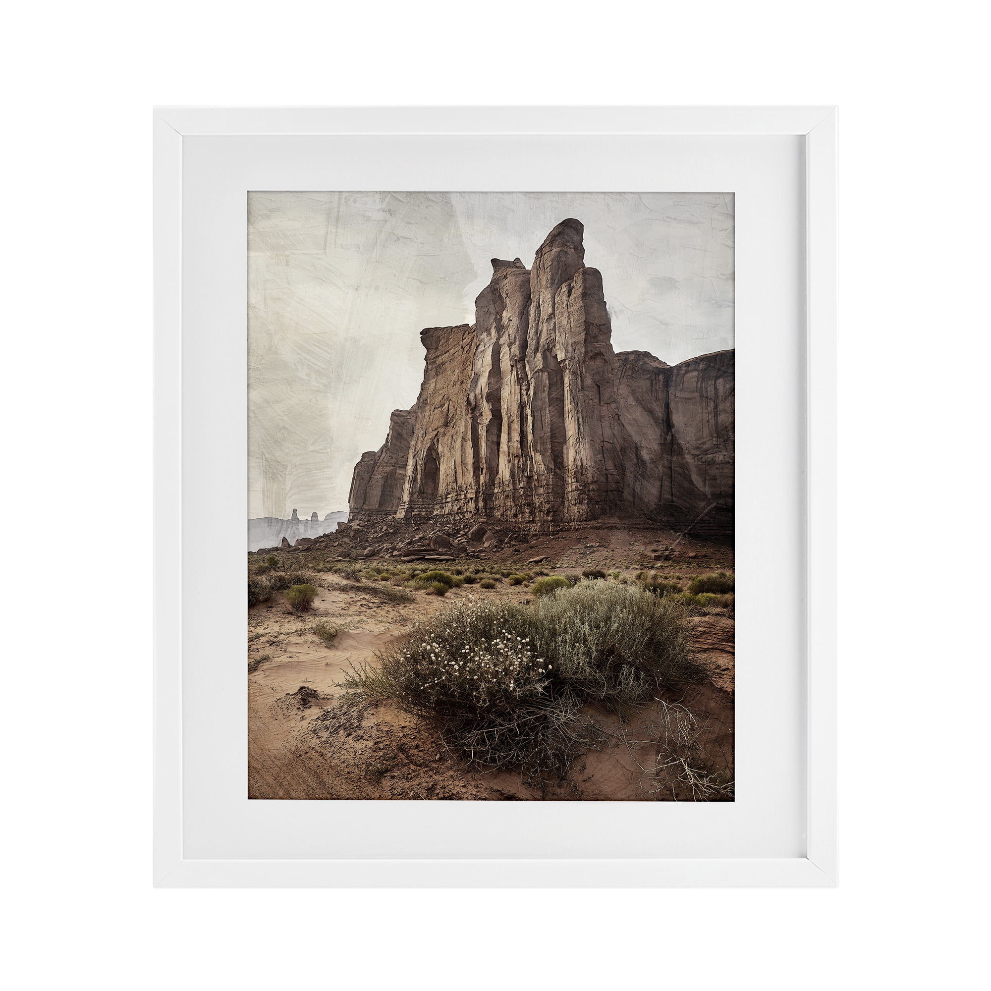 Stupell Industries Desolate Rock View White Framed Print Under Glass, design by Kim Allen