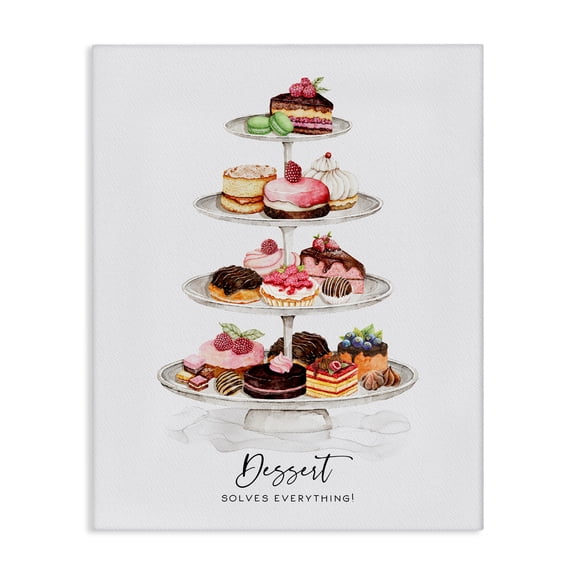 Stupell Industries Dessert Solves Everything Food & Beverage Painting Wrapped Canvas Canvas Art Print Wall Art, 24 x 30