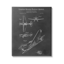 Stupell Industries Detailed Aircraft Blueprint Chart Graphic Art Gallery Wrapped Canvas Print Wall Art, Design by Karl Hronek
