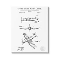 Stupell Industries Detailed Aircraft Patent Chart Graphic Art Gallery Wrapped Canvas Print Wall Art, Design by Karl Hronek