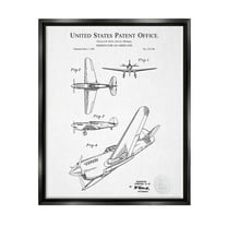 Stupell Industries Detailed Airplane Diagram Graphic Art Jet Black Floating Framed Canvas Print Wall Art, Design by Karl Hronek