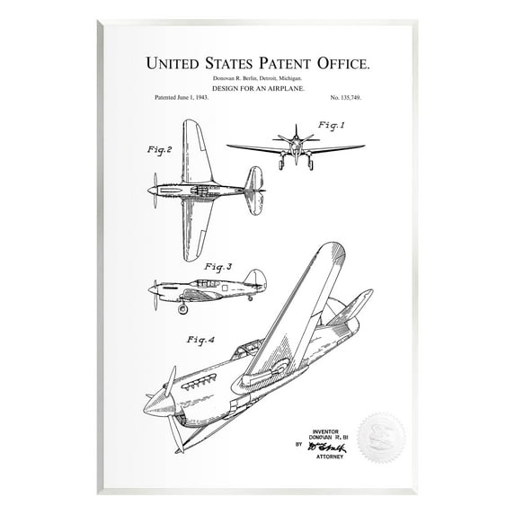 Stupell Industries Detailed Airplane Diagram Graphic Art Unframed Art Print Wall Art, Design by Karl Hronek