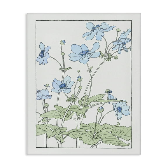 Stupell Industries Detailed Anemone Outline Floral Painting Wrapped Canvas Canvas Art Print Wall Art, 24 x 30