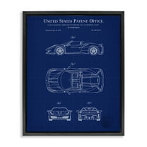 Stupell Industries Detailed Automobile Blueprint Transportation Painting Black Floater Framed Art Print Wall Art, 17 x 21