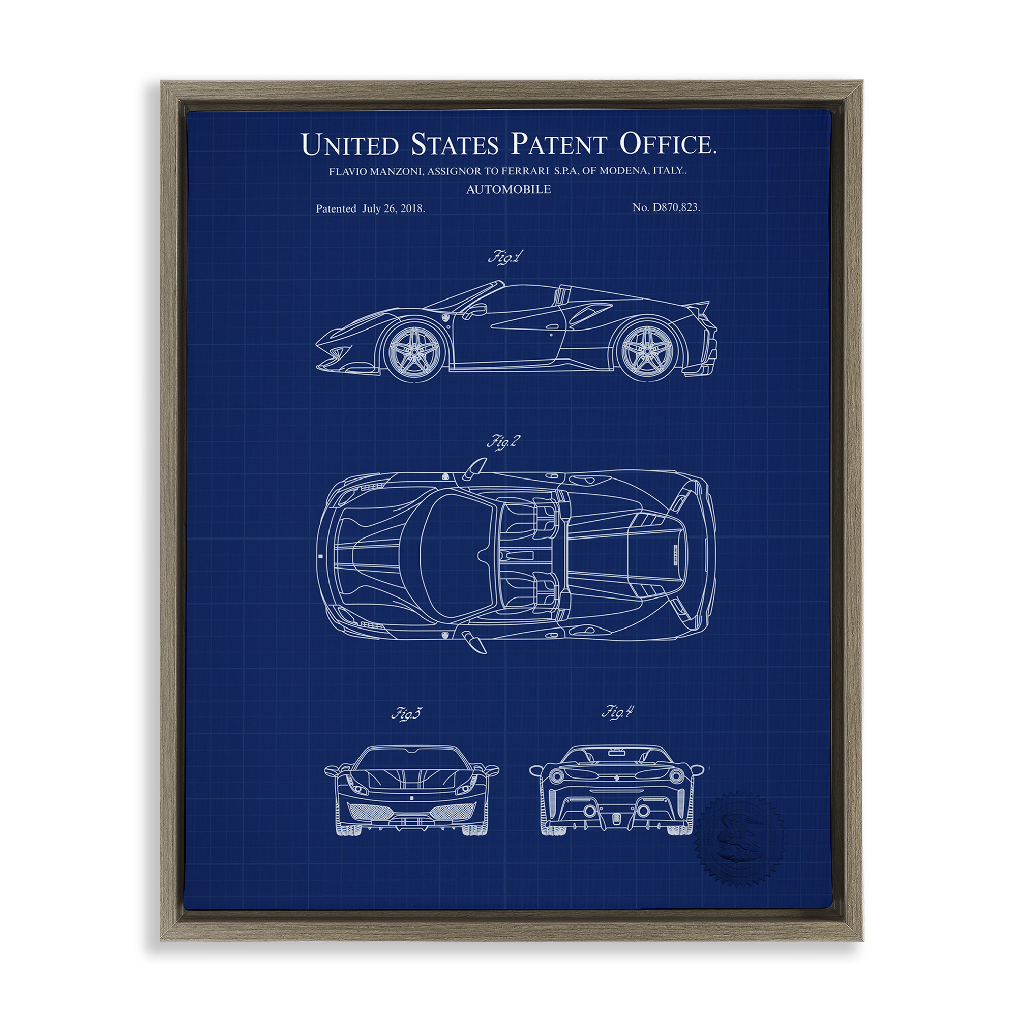 Stupell Industries Detailed Automobile Blueprint Transportation Painting Brown Floater Framed Art Print Wall Art, 25 x 31