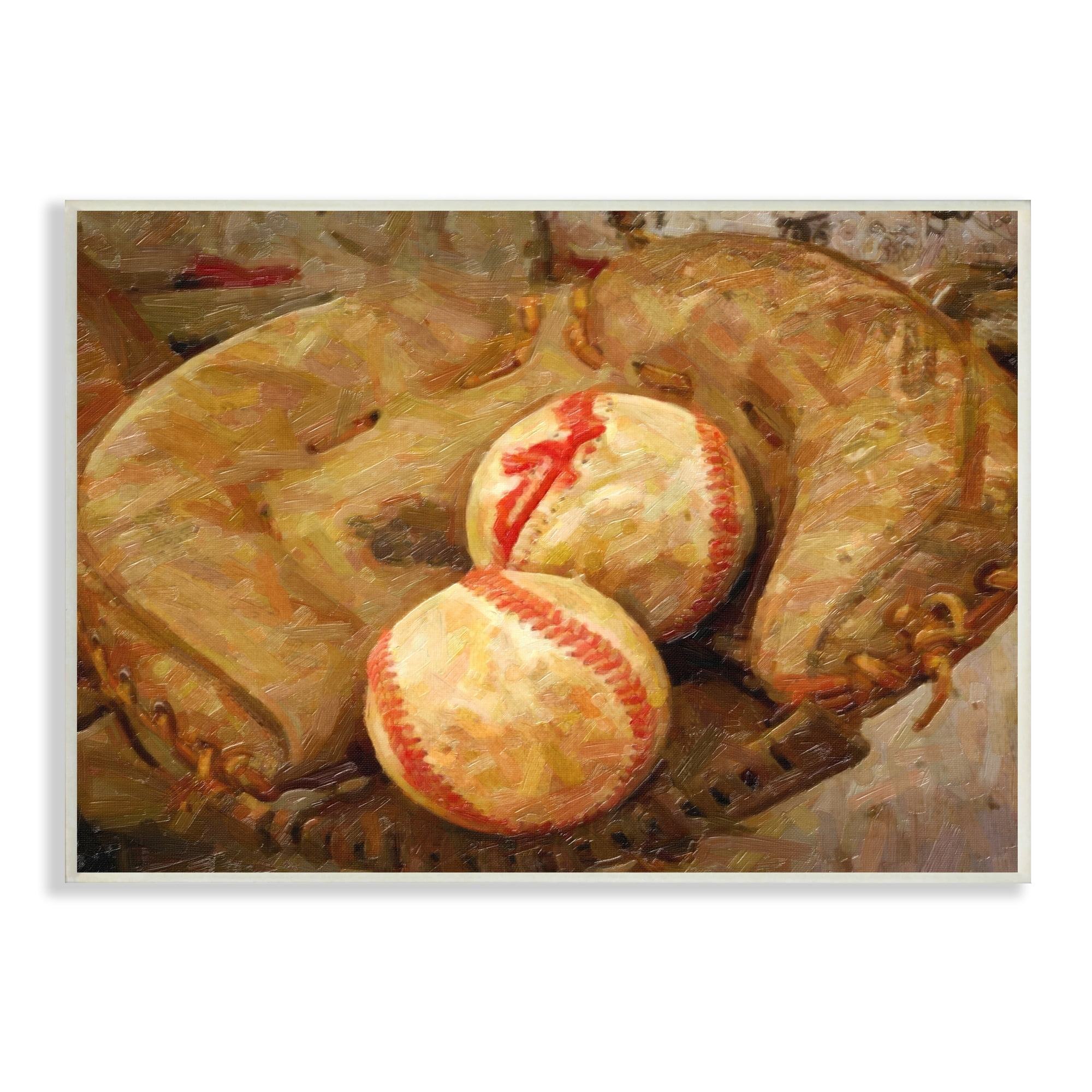 Stupell Industries Detailed Baseball Glove Mitt Holding Sports Balls Painting Unframed Art Print Wall Art, Design by Graffitee Studios
