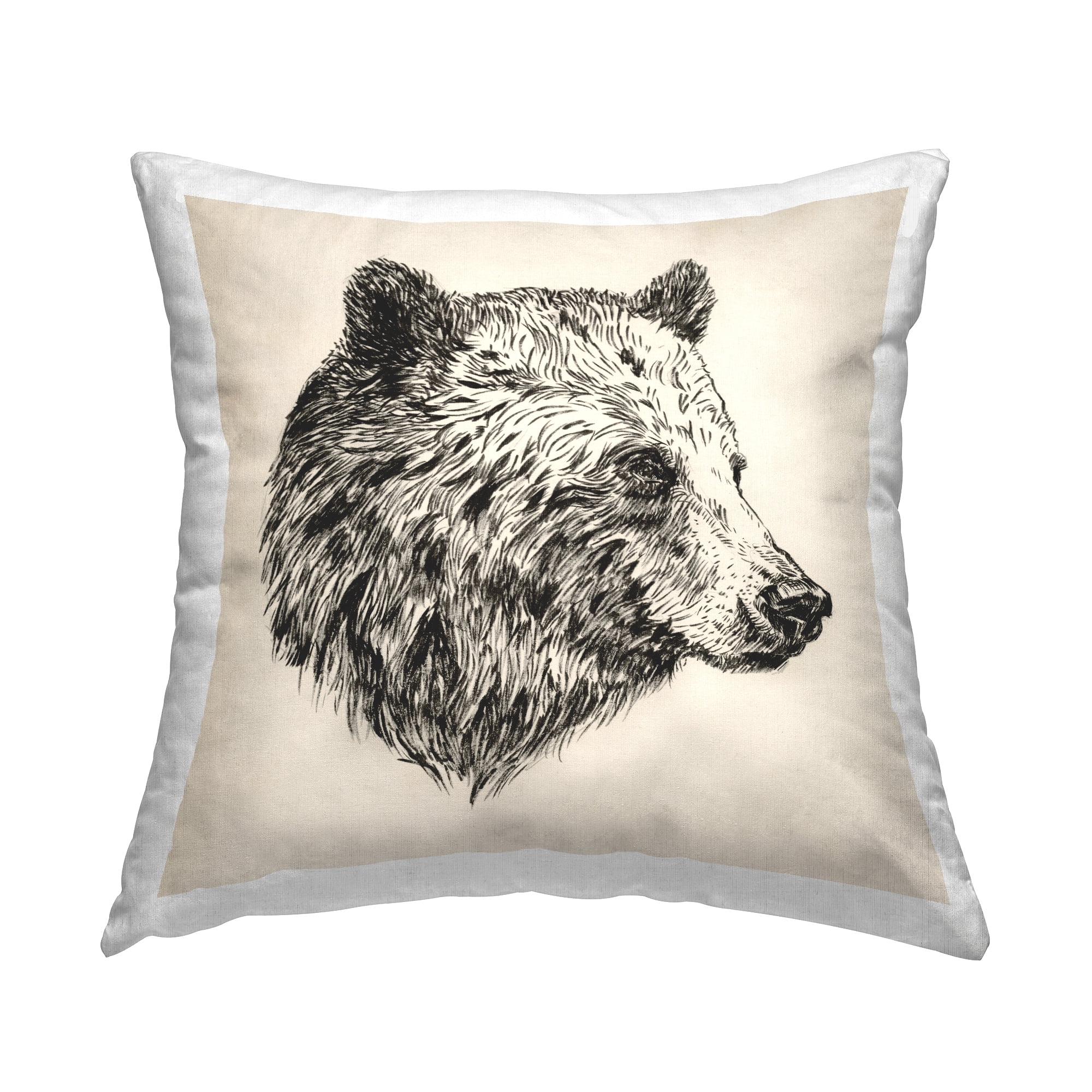 Stupell Industries Detailed Bear Portrait Decorative Printed Throw Pillow, 18 x 18