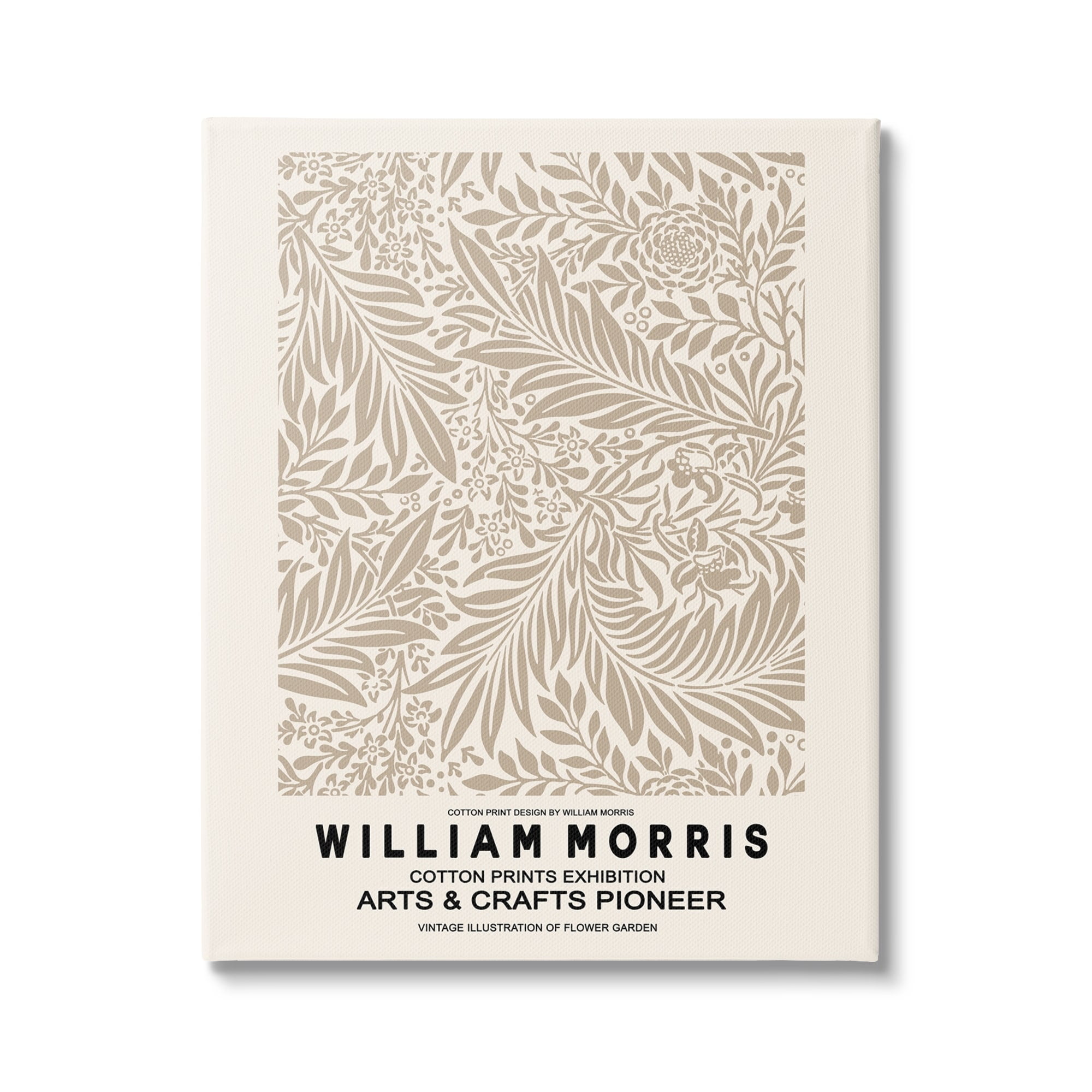 Stupell Industries Detailed Beige Botanical Leaves William Morris Text Canvas Wall Art, 16 x 20, Design by Ros Ruseva