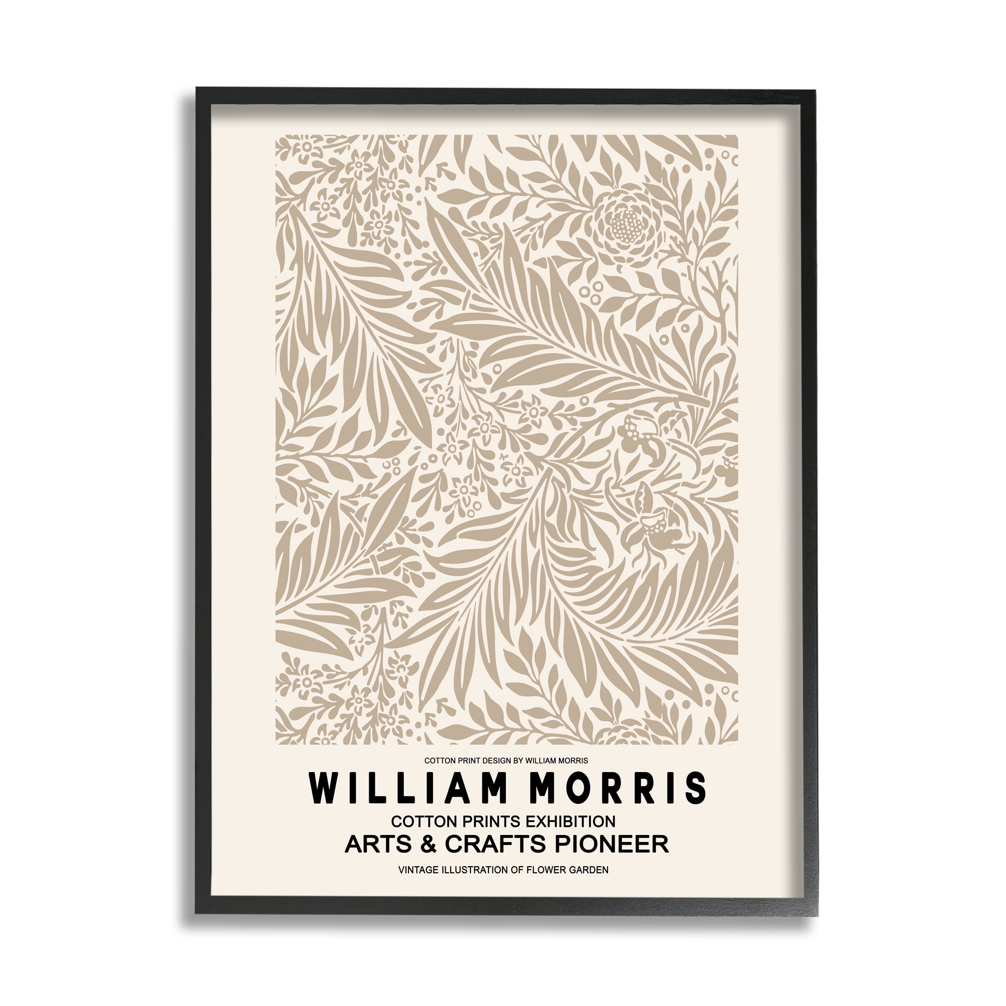 Stupell Industries Detailed Beige Botanical Leaves William Morris Text Framed Wall Art, 16 x 20, Design by Ros Ruseva