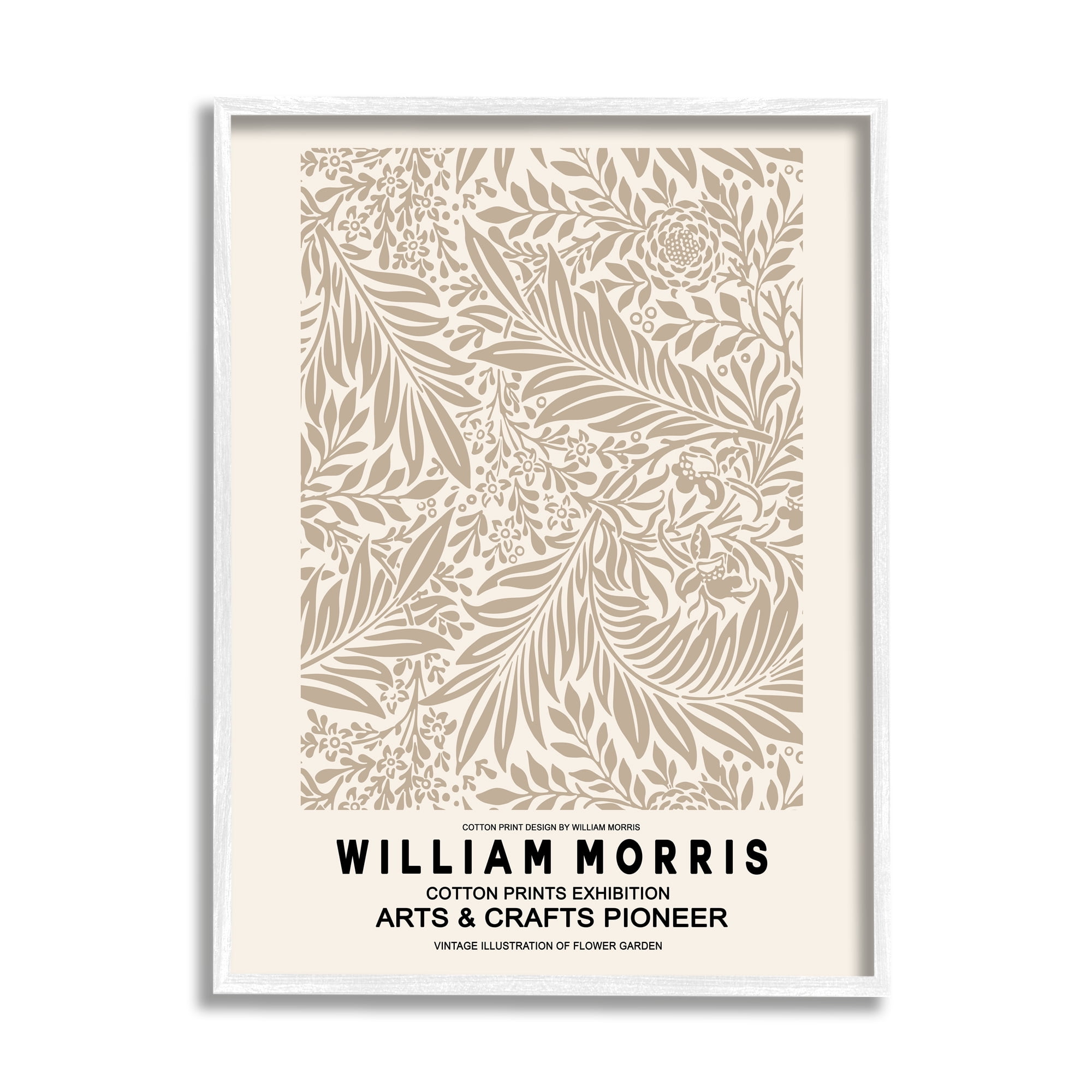Stupell Industries Detailed Beige Botanical Leaves William Morris Text Framed Wall Art, 24 x 30, Design by Ros Ruseva
