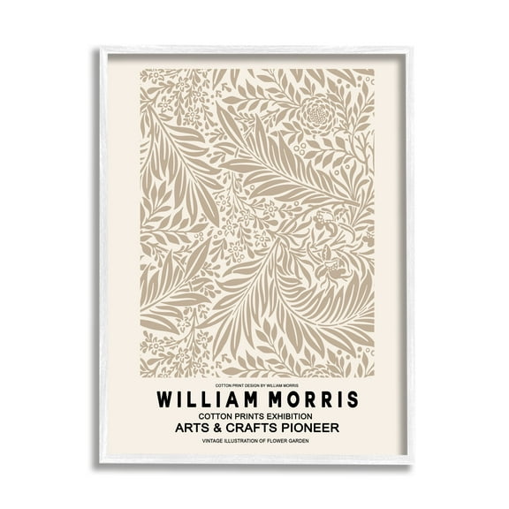 Stupell Industries Detailed Beige Botanical Leaves William Morris Text Framed Wall Art, 24 x 30, Design by Ros Ruseva