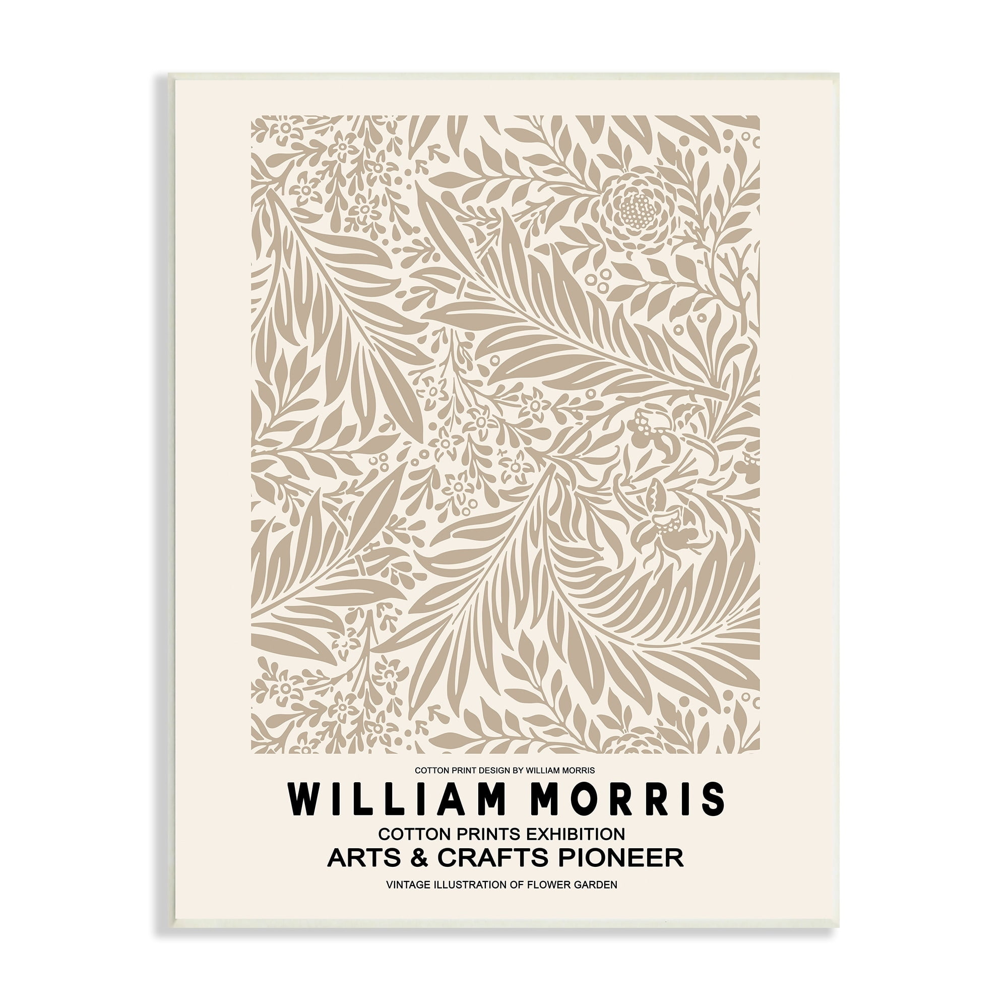 Stupell Industries Detailed Beige Botanical Leaves William Morris Text Wood Wall Art, 13 x 19, Design by Ros Ruseva