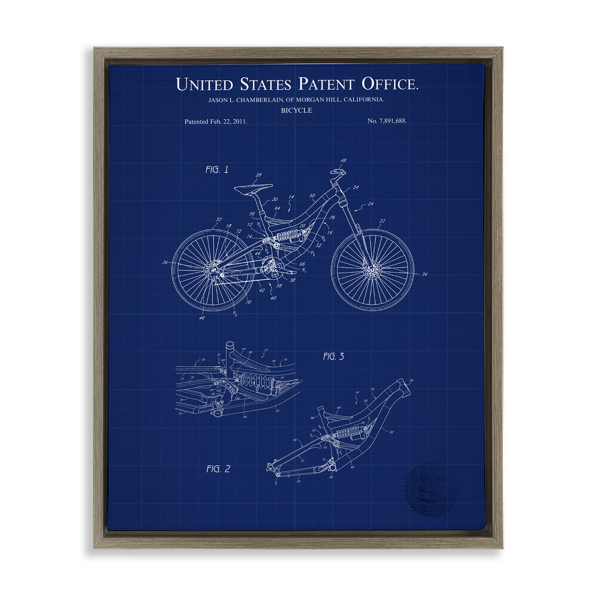 Stupell Industries Detailed Bicycle Blueprint Transportation Painting Brown Floater Framed Art Print Wall Art, 17 x 21