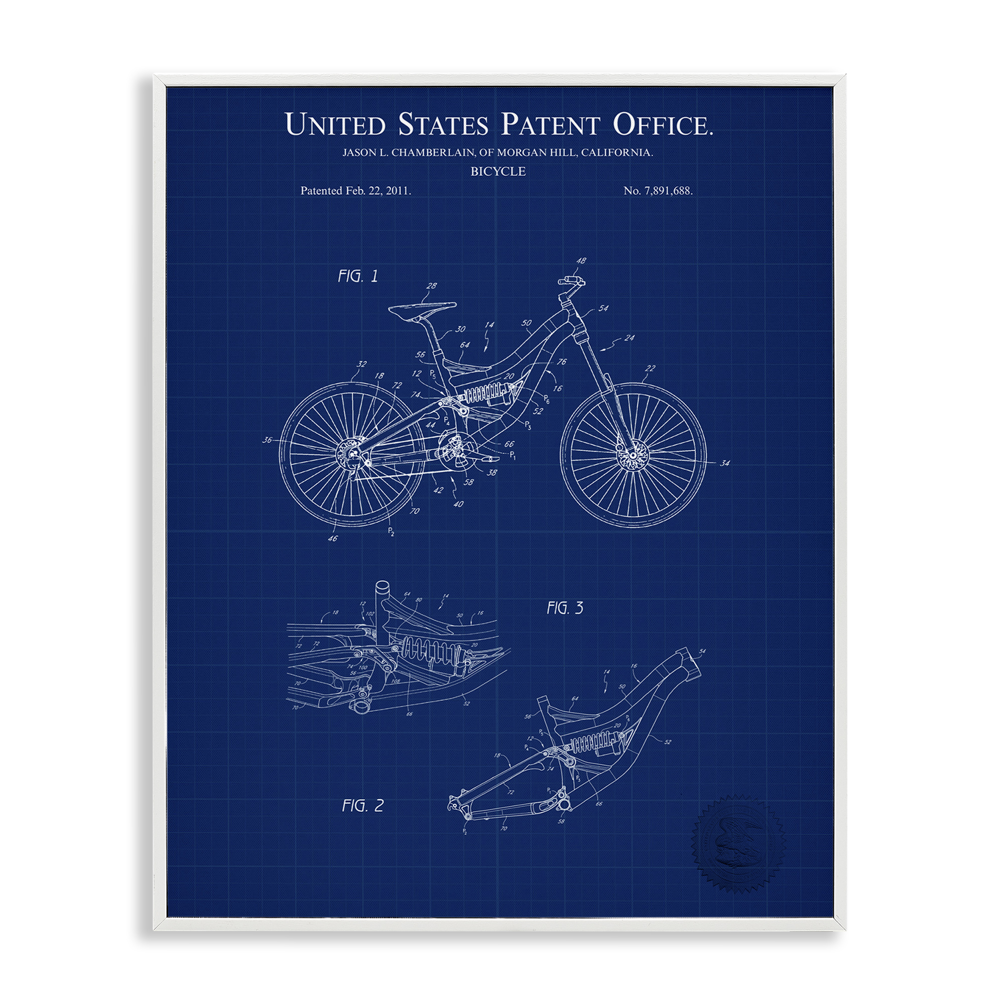 Stupell Industries Detailed Bicycle Blueprint Transportation Painting White Framed Art Print Wall Art, 24 x 30