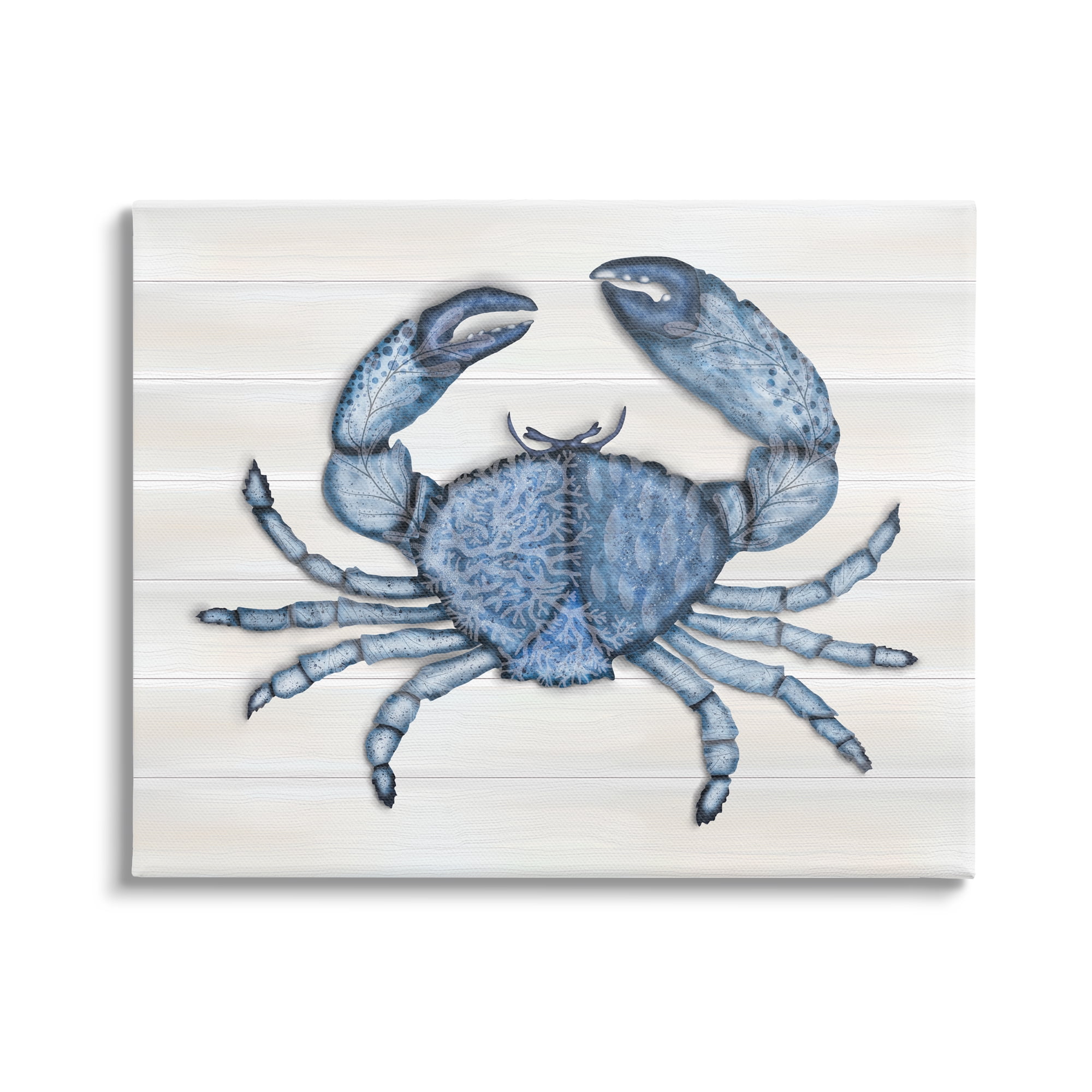 Stupell Industries Detailed Blue Crab Grainy Pattern Aquatic Botanicals Graphic Art Gallery Wrapped Canvas Print Wall Art, Design by Darlene Seale