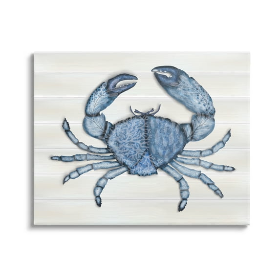 Stupell Industries Detailed Blue Crab Grainy Pattern Aquatic Botanicals Graphic Art Gallery Wrapped Canvas Print Wall Art, Design by Darlene Seale