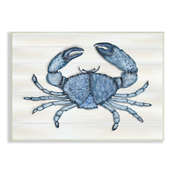 Stupell Industries Detailed Blue Crab Grainy Pattern Aquatic Botanicals Graphic Art Unframed Art Print Wall Art, Design by Darlene Seale
