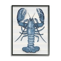 Stupell Industries Detailed Blue Lobster Starfish Botanical Motif Panels Graphic Art Black Framed Art Print Wall Art, Design by Darlene Seale