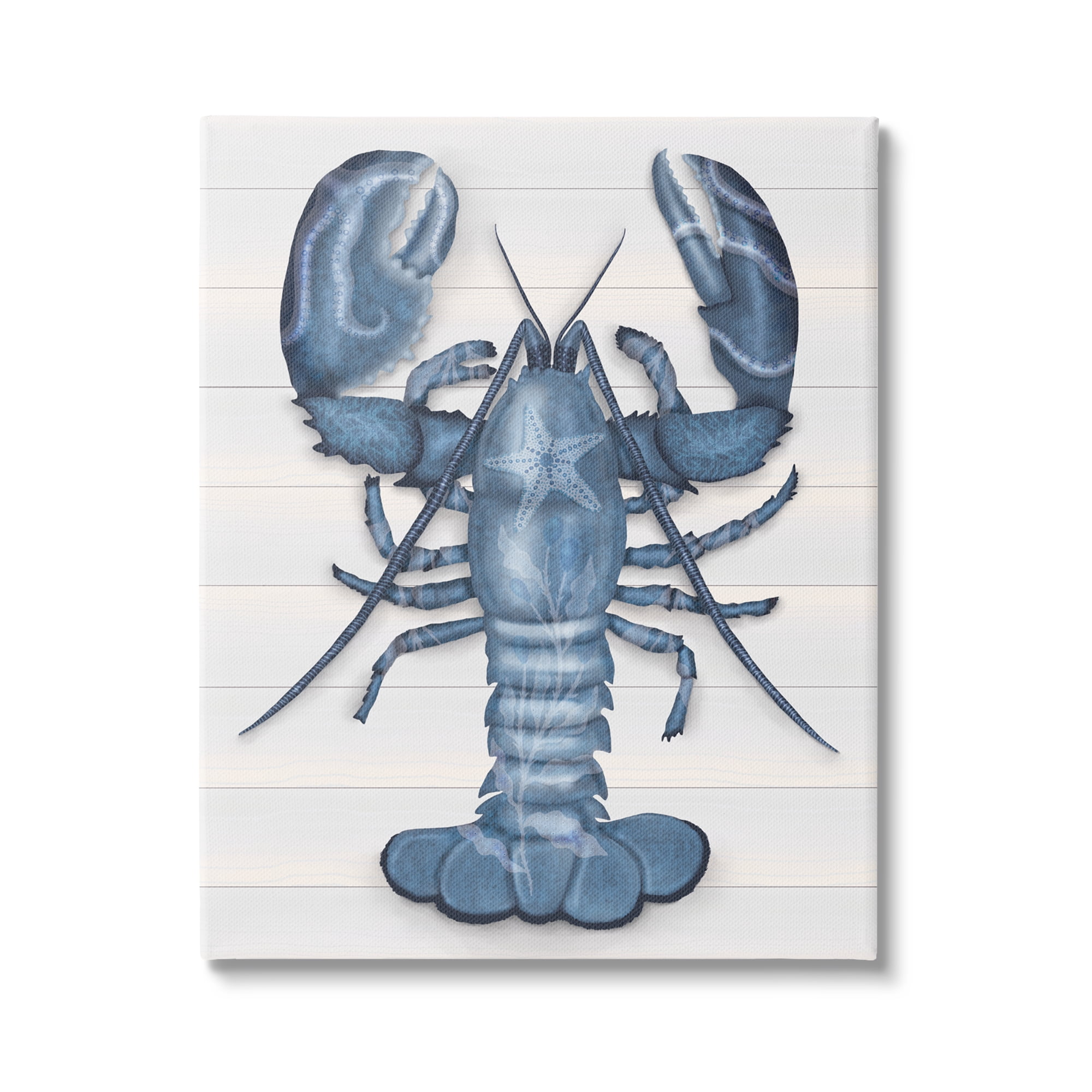 Stupell Industries Detailed Blue Lobster Starfish Botanical Motif Panels Graphic Art Gallery Wrapped Canvas Print Wall Art, Design by Darlene Seale