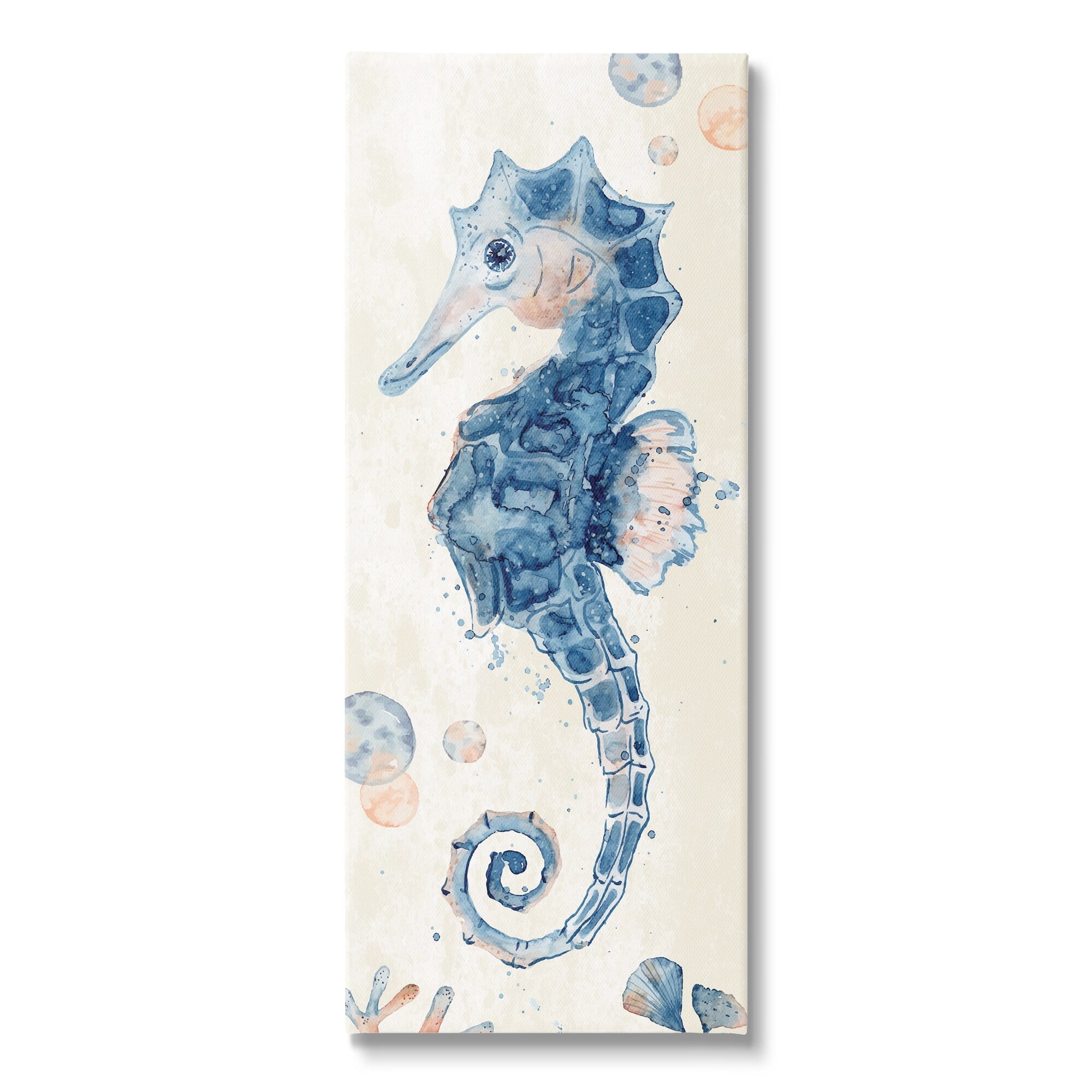 Stupell Industries Detailed Blue Seahorse Underwater Coral Watercolor , 10 x 24, Design by ND Art