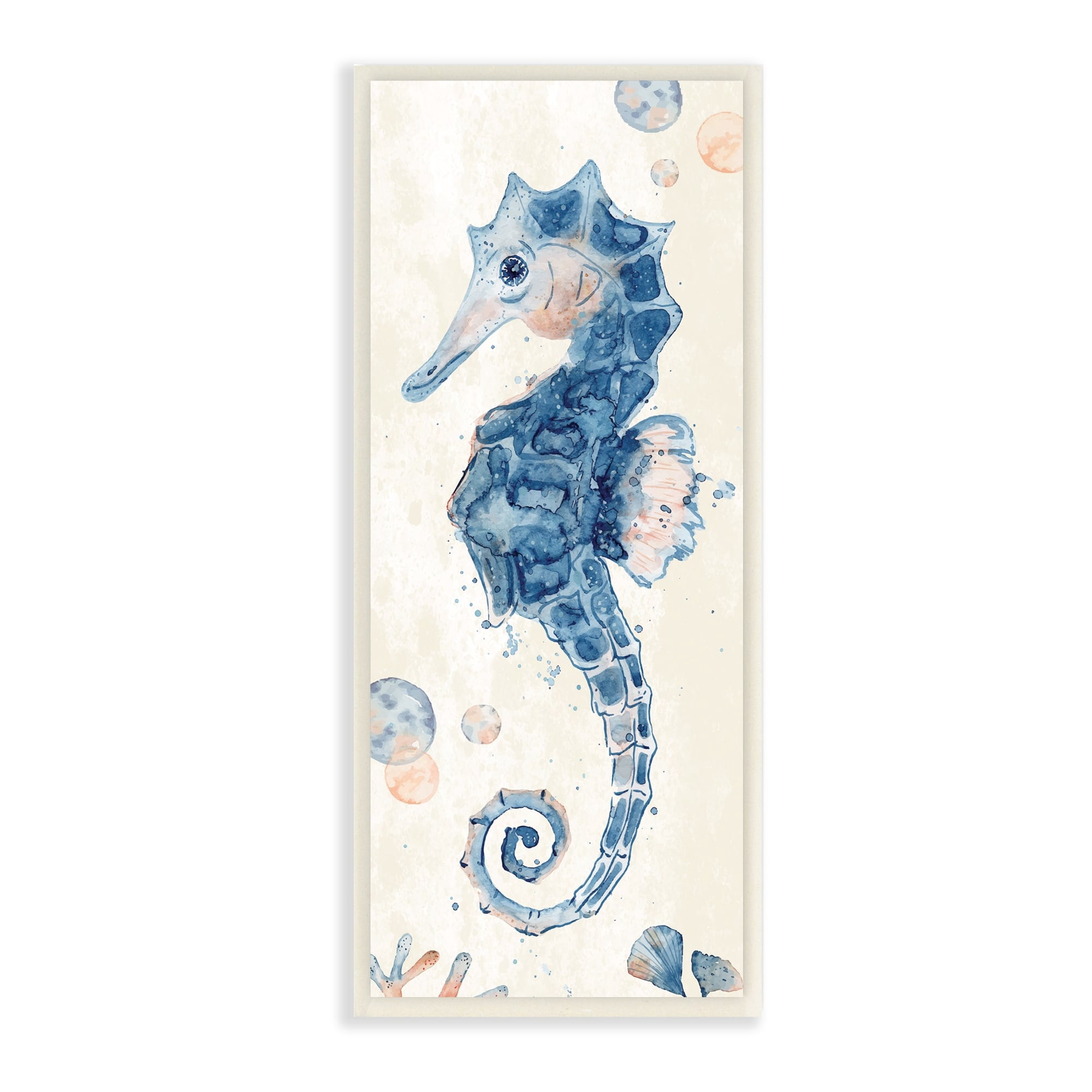 Stupell Industries Detailed Blue Seahorse Underwater Coral Watercolor , 7 x 17, Design by ND Art