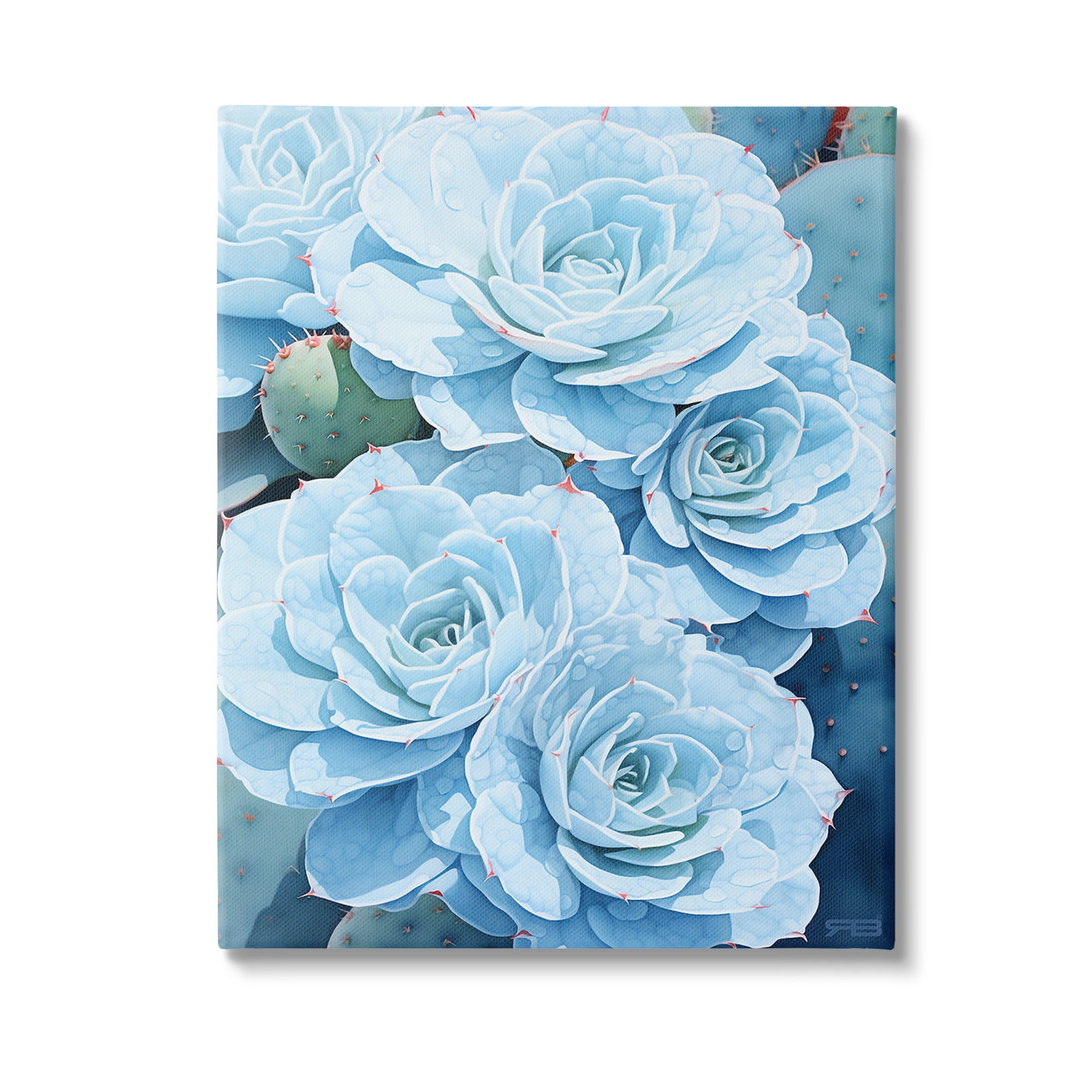 Stupell Industries Detailed Blue Succulents Botanical & Floral Painting Gallery Wrapped Canvas Art Print Wall Art, 30 x 40