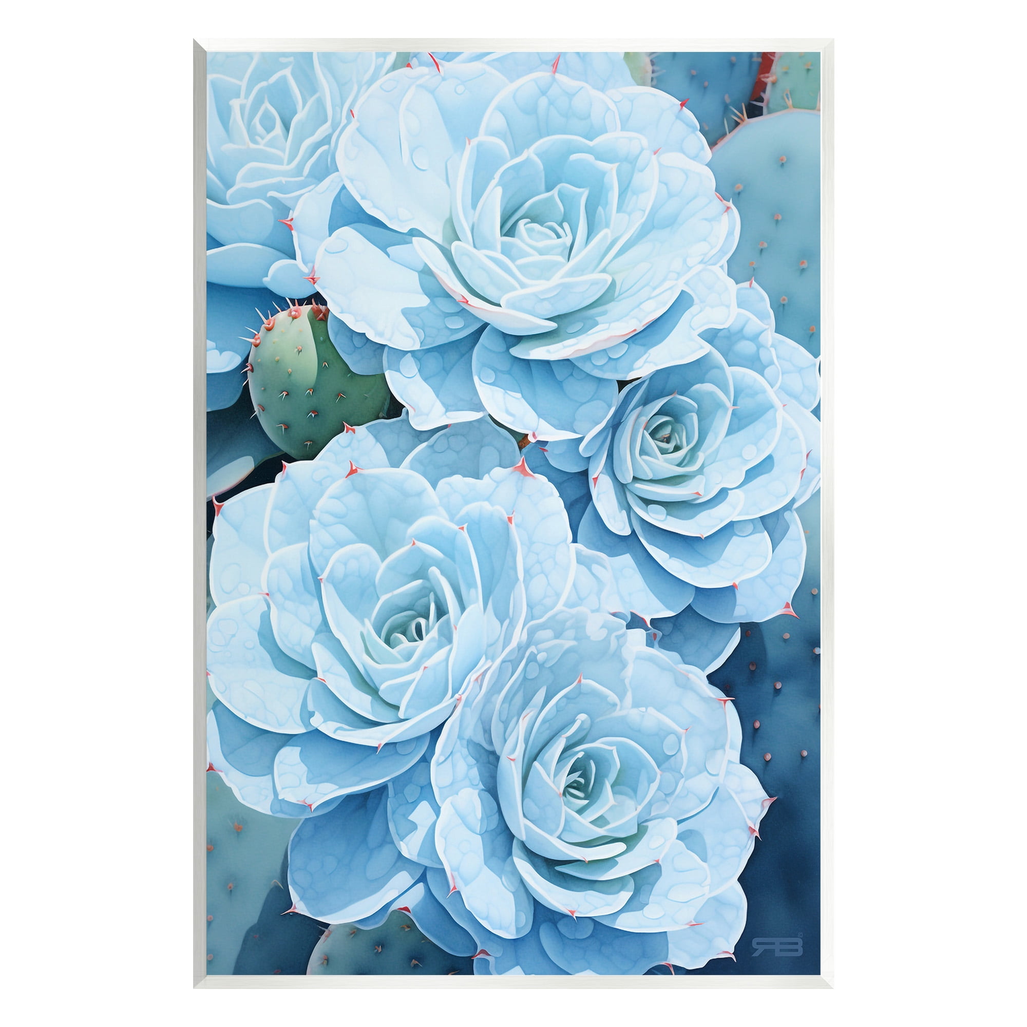 Stupell Industries Detailed Blue Succulents Botanical & Floral Painting Unframed Art Print Wall Art, 13 x 19