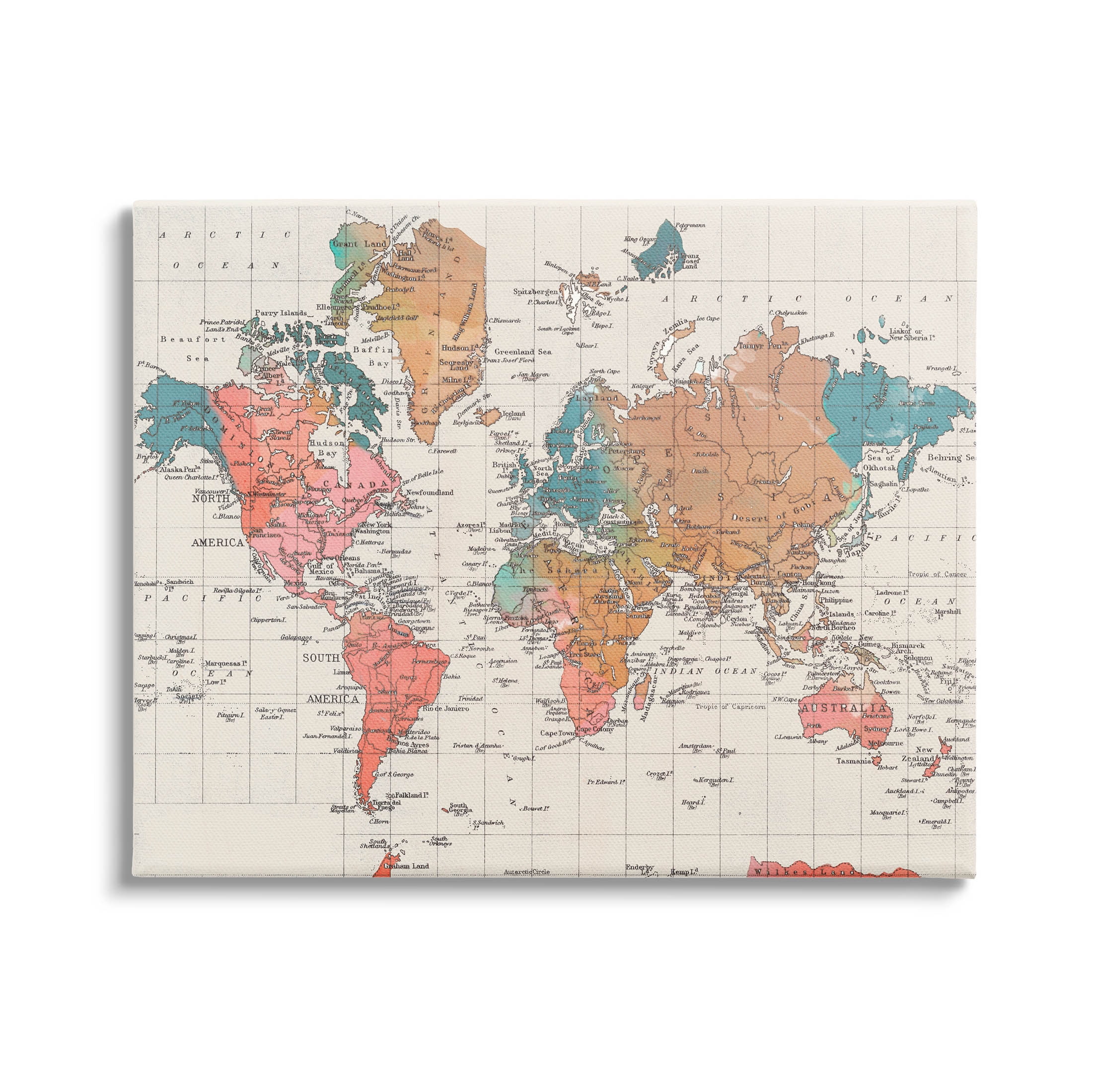 Stupell Industries Detailed Boho World Map Graphic Art Gallery Wrapped Canvas Print Wall Art, Design by Elizabeth Medley