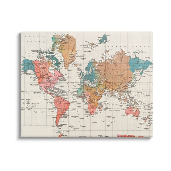 Stupell Industries Detailed Boho World Map Graphic Art Gallery Wrapped Canvas Print Wall Art, Design by Elizabeth Medley