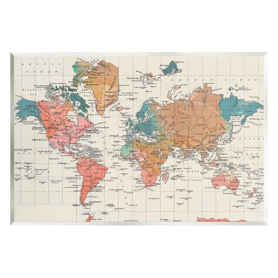 Stupell Industries Detailed Boho World Map Graphic Art Unframed Art Print Wall Art, Design by Elizabeth Medley