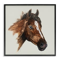 Stupell Industries Detailed Brown Horse Animals Painting Black Framed Art Print Wall Art, 12 x 12
