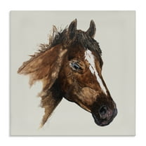 Stupell Industries Detailed Brown Horse Animals Painting Wrapped Canvas Art Print Wall Art, 17 x 17