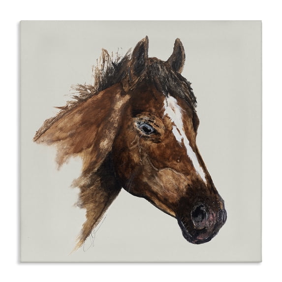 Stupell Industries Detailed Brown Horse Animals Painting Wrapped Canvas Art Print Wall Art, 24 x 24