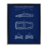 Stupell Industries Detailed Car Blueprint Transportation Painting Black Floater Framed Art Print Wall Art, 17 x 21