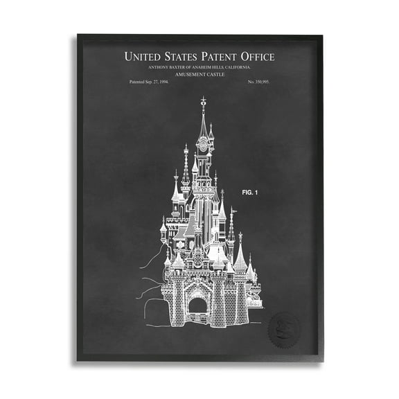 Stupell Industries Detailed Castle Diagram Chart Graphic Art Black Framed Art Print Wall Art, Design by Karl Hronek