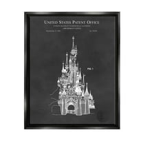 Stupell Industries Detailed Castle Diagram Chart Graphic Art Jet Black Floating Framed Canvas Print Wall Art, Design by Karl Hronek