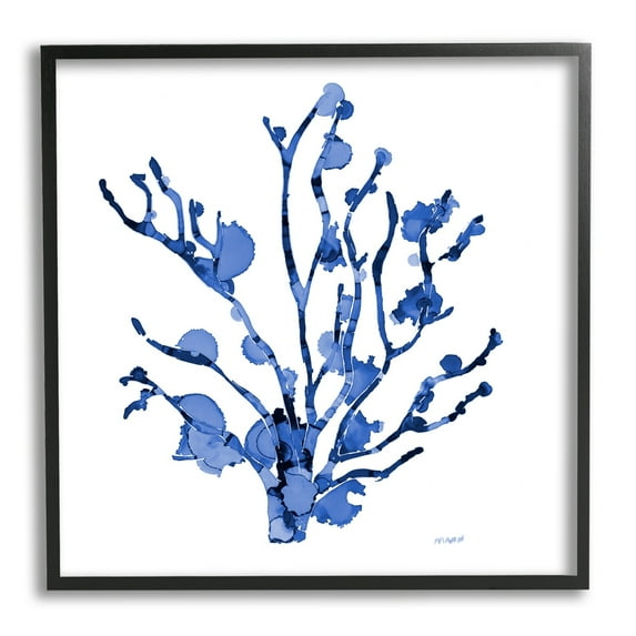 Stupell Industries Detailed Coral Sea Life Blue Watery Pattern Painting Black Framed Art Print Wall Art, Design by Patti Mann