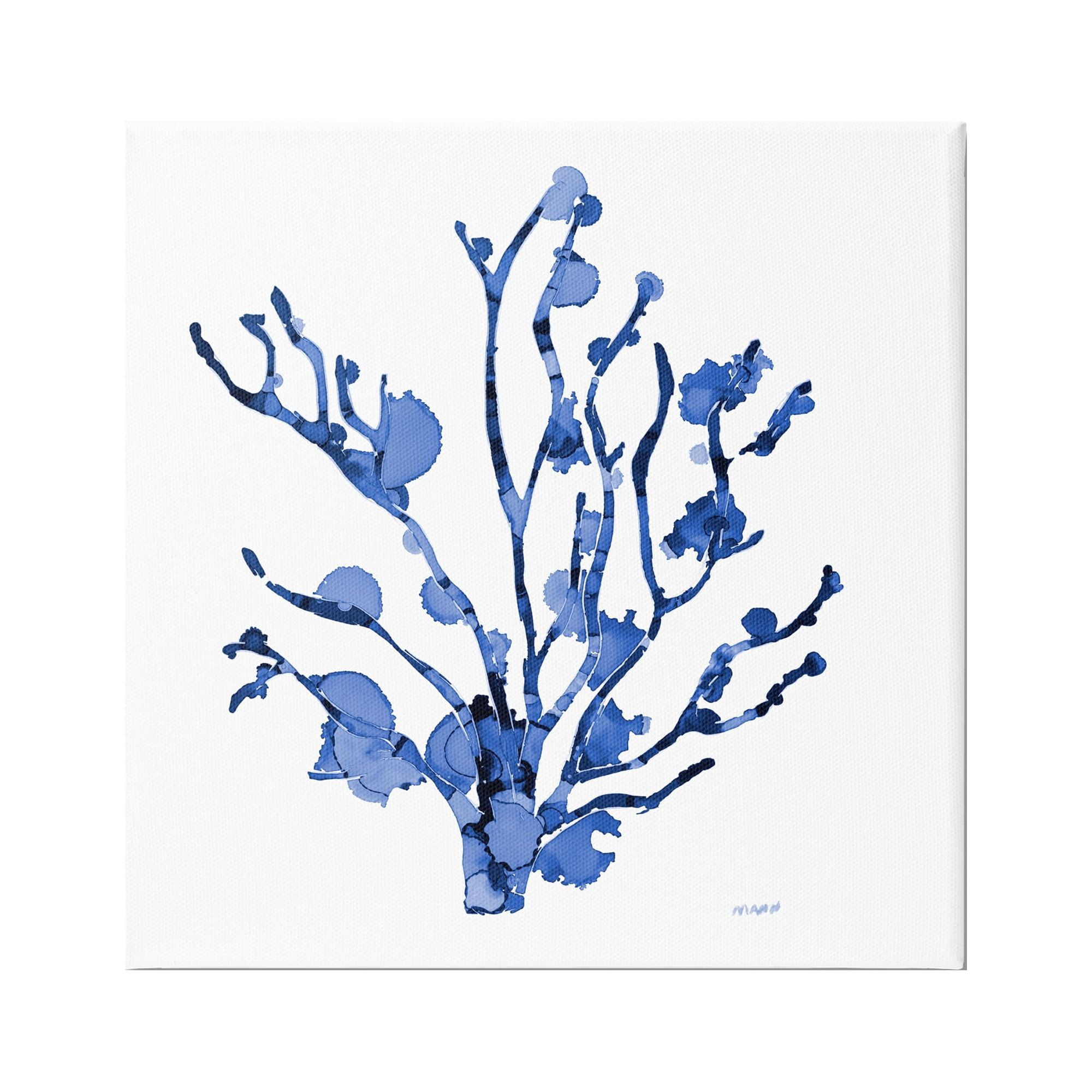 Stupell Industries Detailed Coral Sea Life Blue Watery Pattern Painting Gallery Wrapped Canvas Print Wall Art, Design by Patti Mann