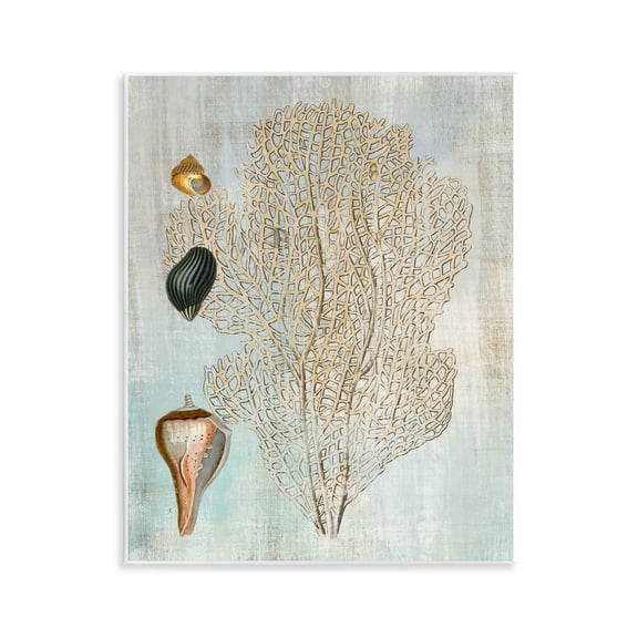 Stupell Industries Detailed Coral & Seashells Animals Painting Unframed Art Print Wall Art, 11 x 14