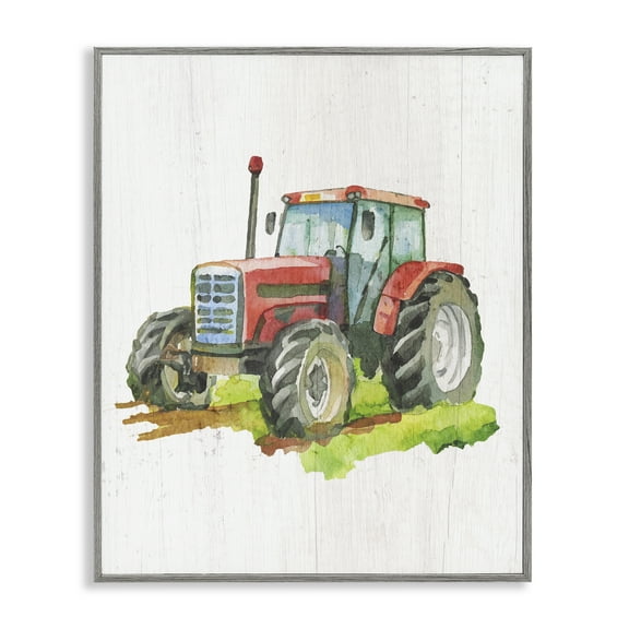Stupell Industries Detailed Country Tractor Transportation Painting Gray Framed Art Print Wall Art, 11 x 14
